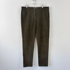 J. Jill Corduroy Pants Womens 18 Tall Olive Brown Straight Leg Stretch Cotton